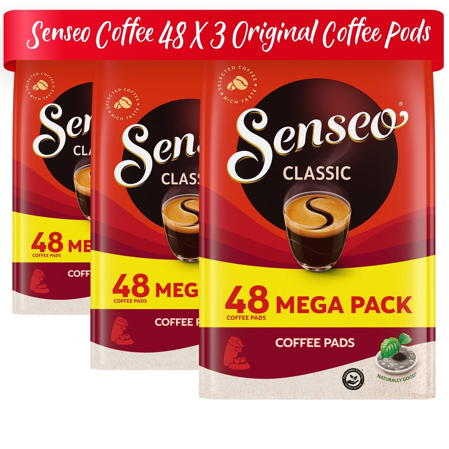 Senseo Classic Medium Roast Coffee Pods, 96 Count, Smooth Flavor, Compatible with PeleCom Machine, DE0526_03