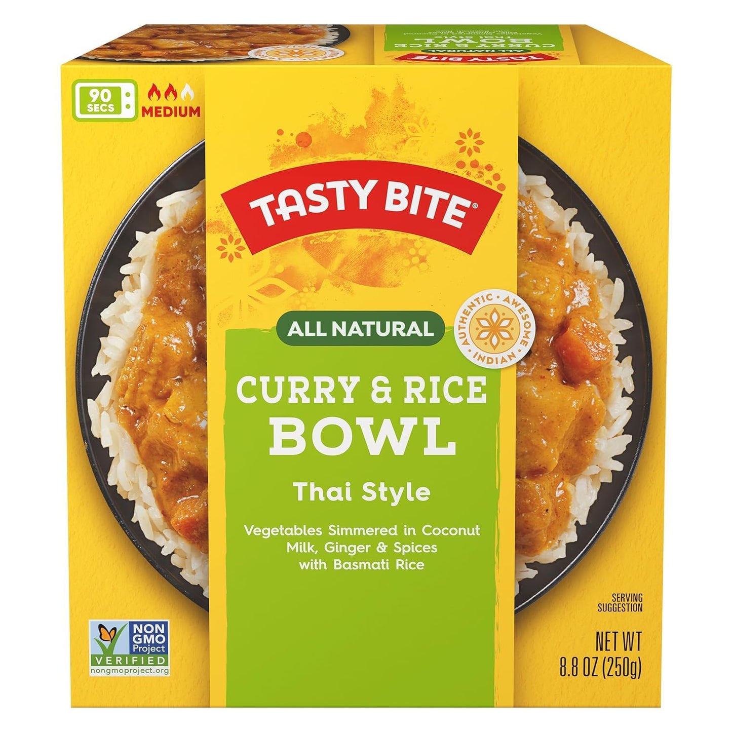 Tasty Bite Thai Style Curry & Rice Bowl, 8.8 Ounce, Pack of 6, Ready to Eat Microwaveable, Vegetarian, Gluten Free