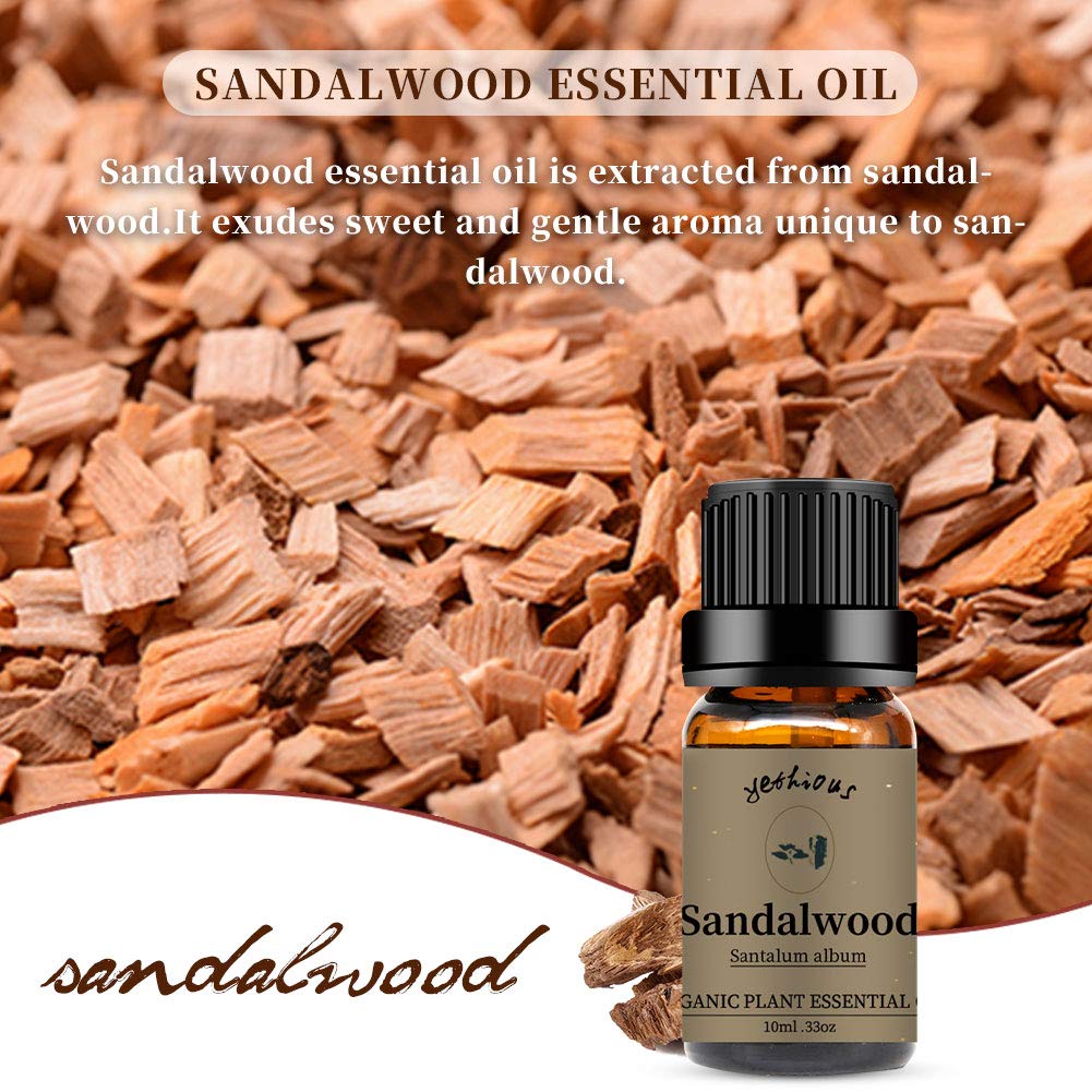 Yethious Jasmine Sandalwood Essential Oil 100% Pure Organic Essential Oil Set For Aromatherapy Diffuser, Soap, Candle Making