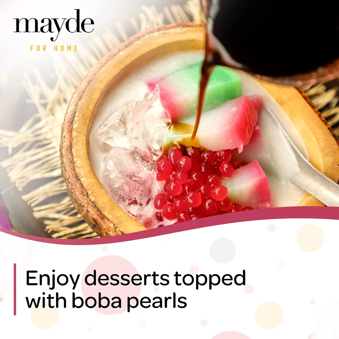 Mayde Popping Boba Pearls For Drinks, Desserts, & Breakfast Bowls (Lychee Flavor, 7 Pounds)
