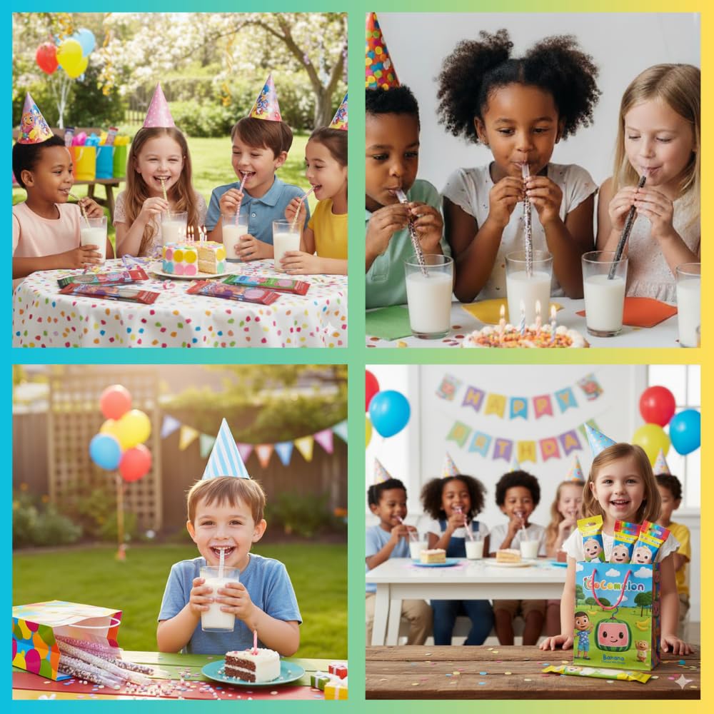 Dippin Dots Magically Flavored Milk Straws, Cotton Candy, Cookies n Cream, and Banana Split, 6-Pack Party Bundle (30 Straws) |