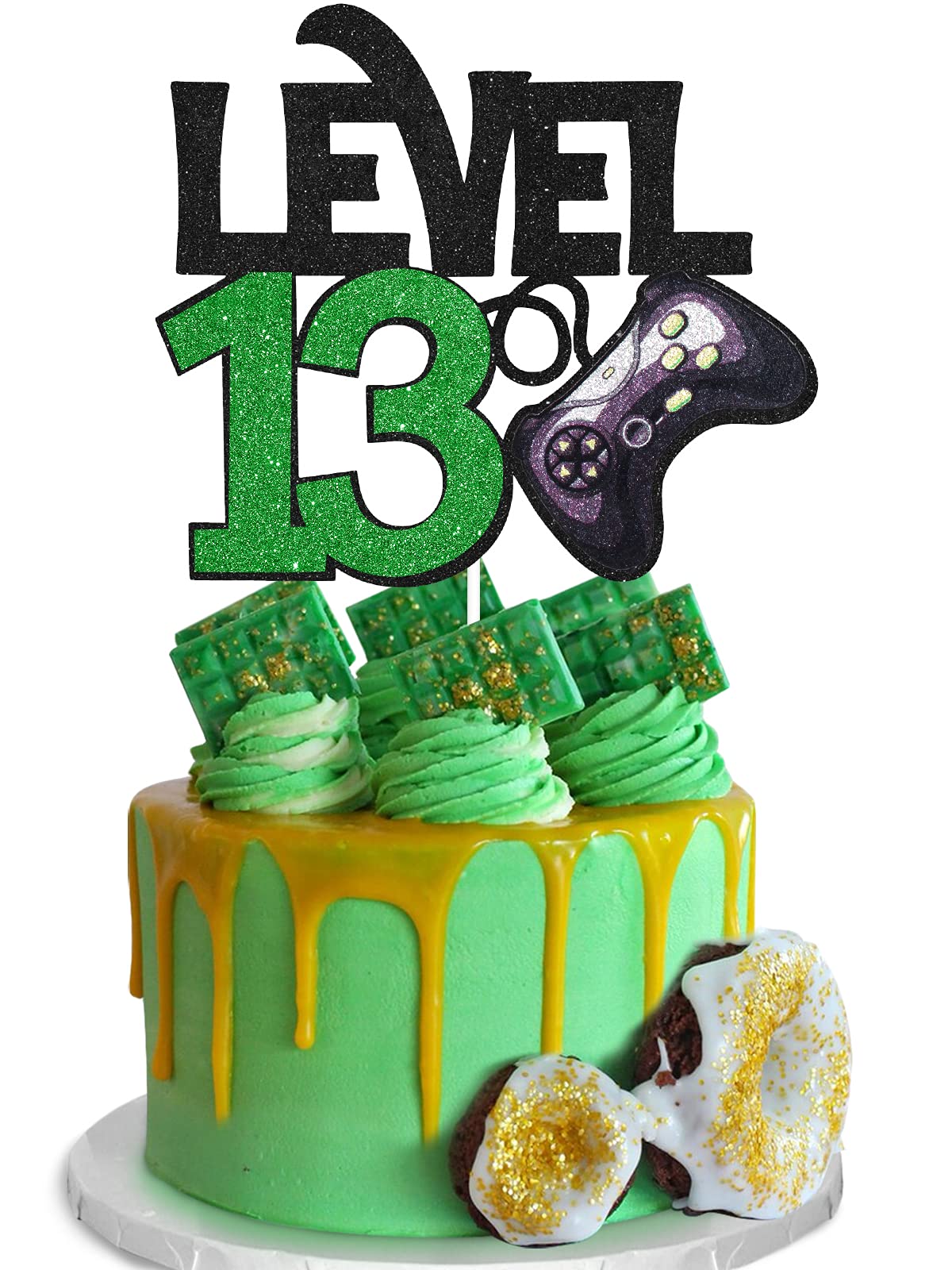 Level 13 Game Birthday Cake Topper - Video Game BoyS 13Th Birthday Level Up Party Cake Supplies - Game On Winner Gaming Party Decoration