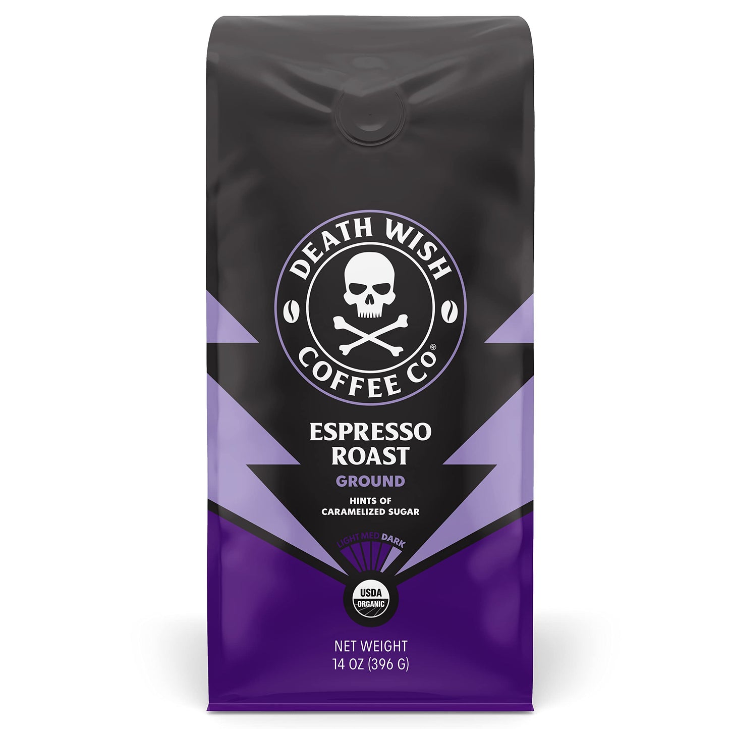 Death Wish Coffee Espresso Roast Ground Coffee, Organic & Fair Trade, 14 oz (Pack of 1)