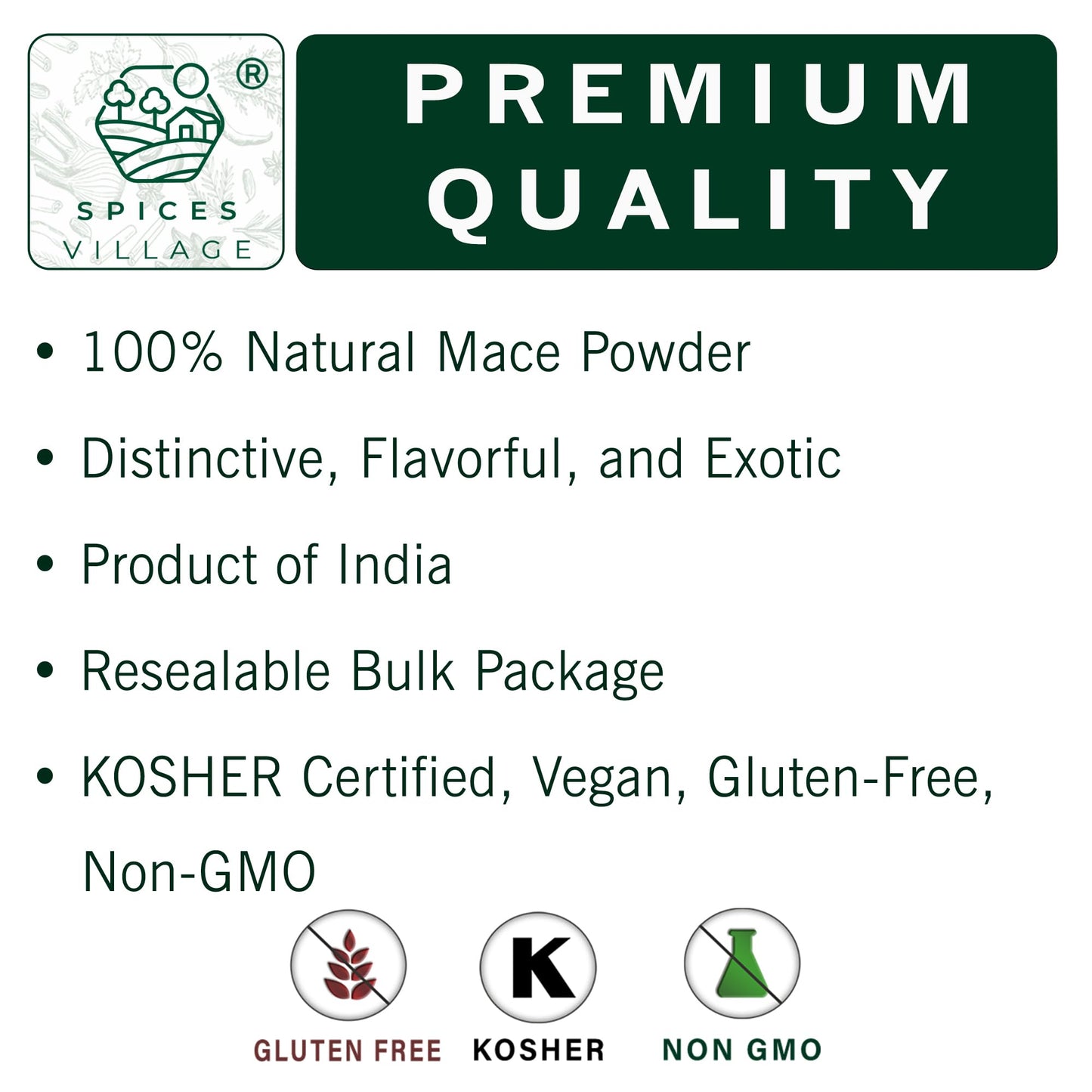 Spices Village Mace Spice, 8 Oz, Aromatic Mace Powder, Kosher, Gluten-Free, Non Gmo