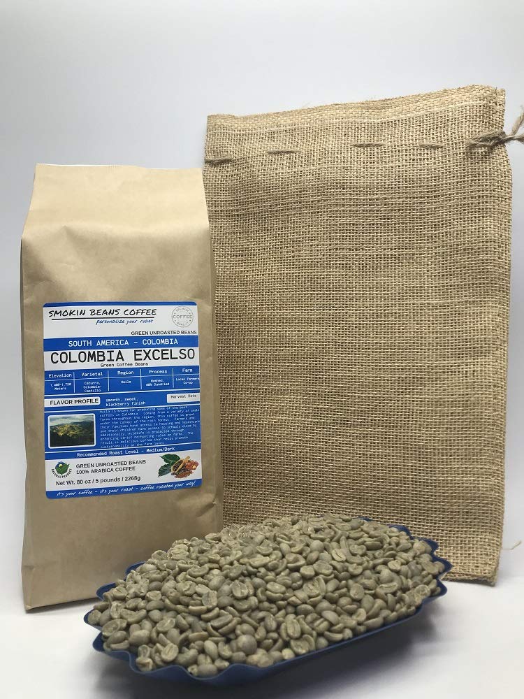 Smokin Beans Unroasted Green Coffee Beans, 5-Pound Fresh Current Crop, Specialty Grade, Roast at Home