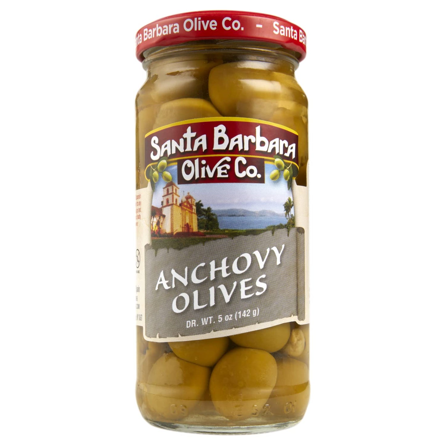 SANTA BARBARA OLIVE CO Pitted Green Olives Anchovy Stuffed Pack of 3, 5oz Each, Perfect for Charcuterie, Salads, Pizza, Pasta
