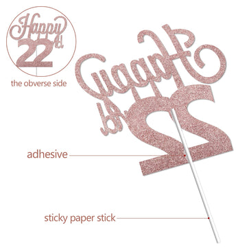 Lingteer Happy 22Nd Birthday Cake Topper - Cheers To 22Nd Birthday 22 Years Old Birthday Party Cake Decorations Sign.