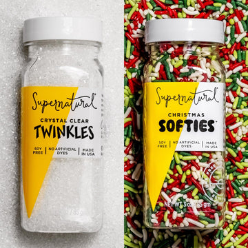 Supernatural All Natural Sprinkles Dye Free Christmas Set, No Artificial Dyes, Soy Free, Gluten Free, Vegan & Dye Free Food Spri