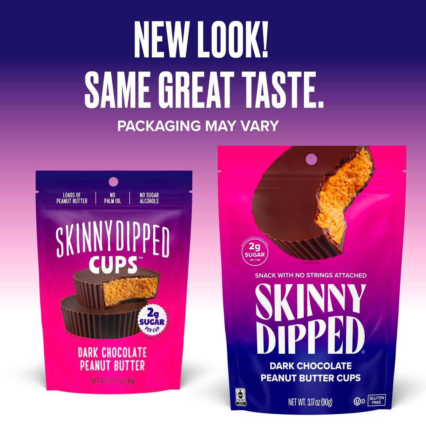 SkinnyDipped Dark Chocolate Peanut Butter Cups, 2g Sugar per Cup, Keto Friendly, Low Carb, Gluten Free, 3.2oz, 4 Pack (24 Cups T