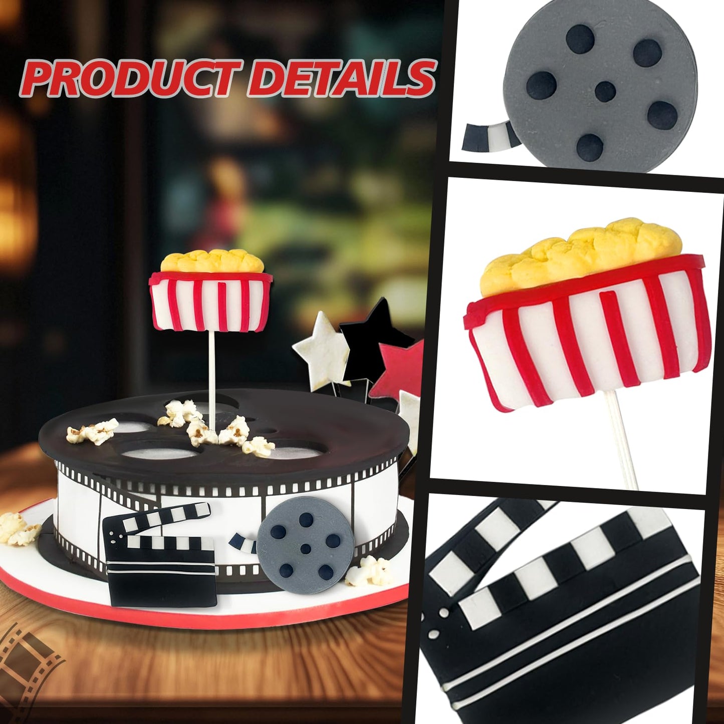 oyhqes 3D Cake Topper Set, Movie Night Cupcake Picks, Multicolour, Plastic, Model: Oyhqes-3D CakeTopper
