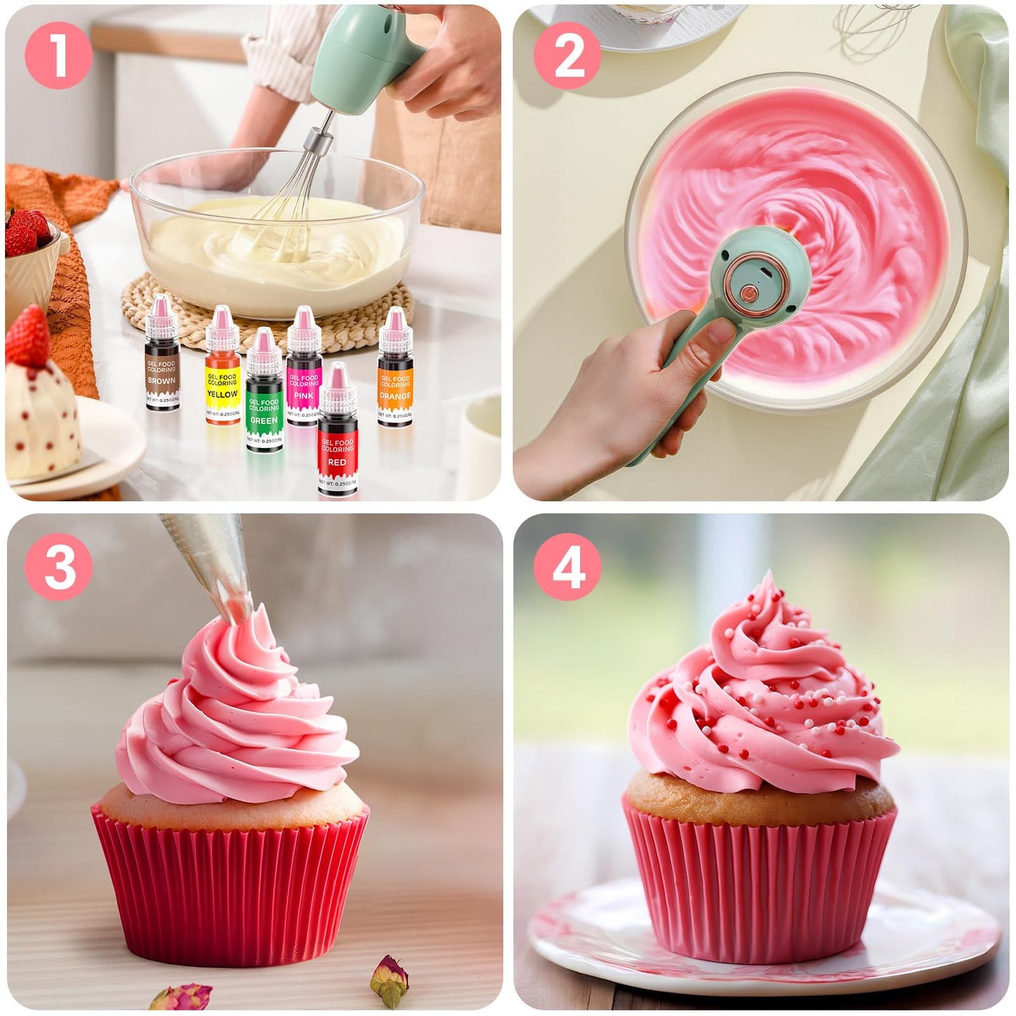 Cherrysea Gel Food Coloring Set, 12 Edible Colors for Baking, Gluten Free, 0.25 Fl Oz Bottles