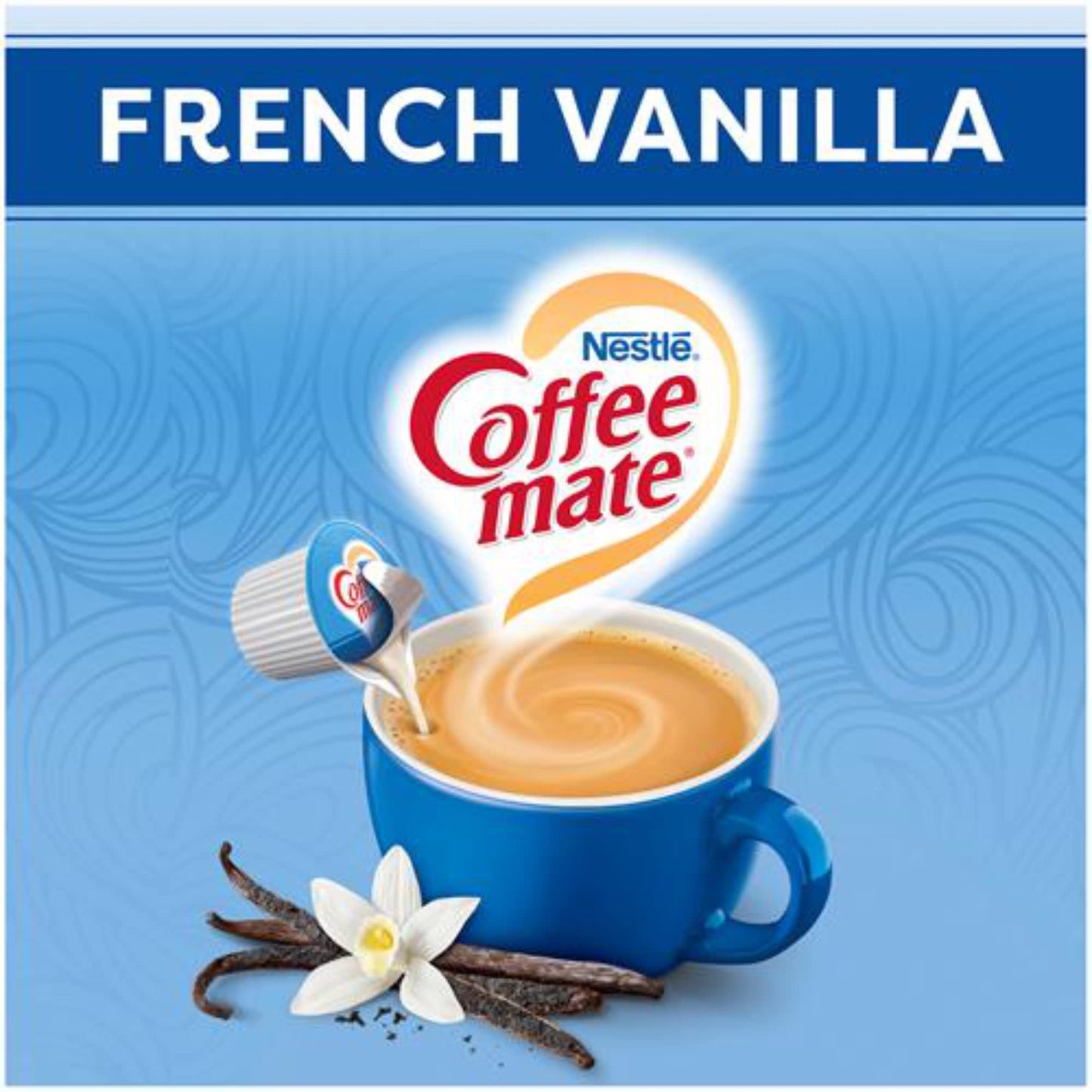 Nestle Coffee mate Liquid Coffee Creamer Singles, French Vanilla, 50 Ct Box with By The Cup Coffee Scoop