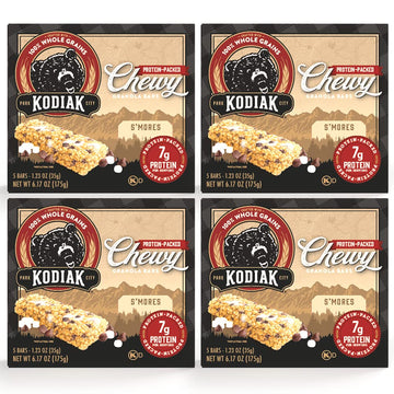 Kodiak Cakes Protein Chewy Granola Bar, S'Mores, (Pack Of 4 Boxes)