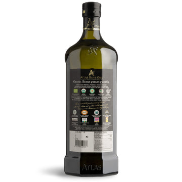 A ATLAS OLIVE OILS Atlas 1 LT Cold Press Extra Virgin Olive Oil, 34 Fl Oz, Organic, Polyphenol Rich, Unprocessed from Morocco
