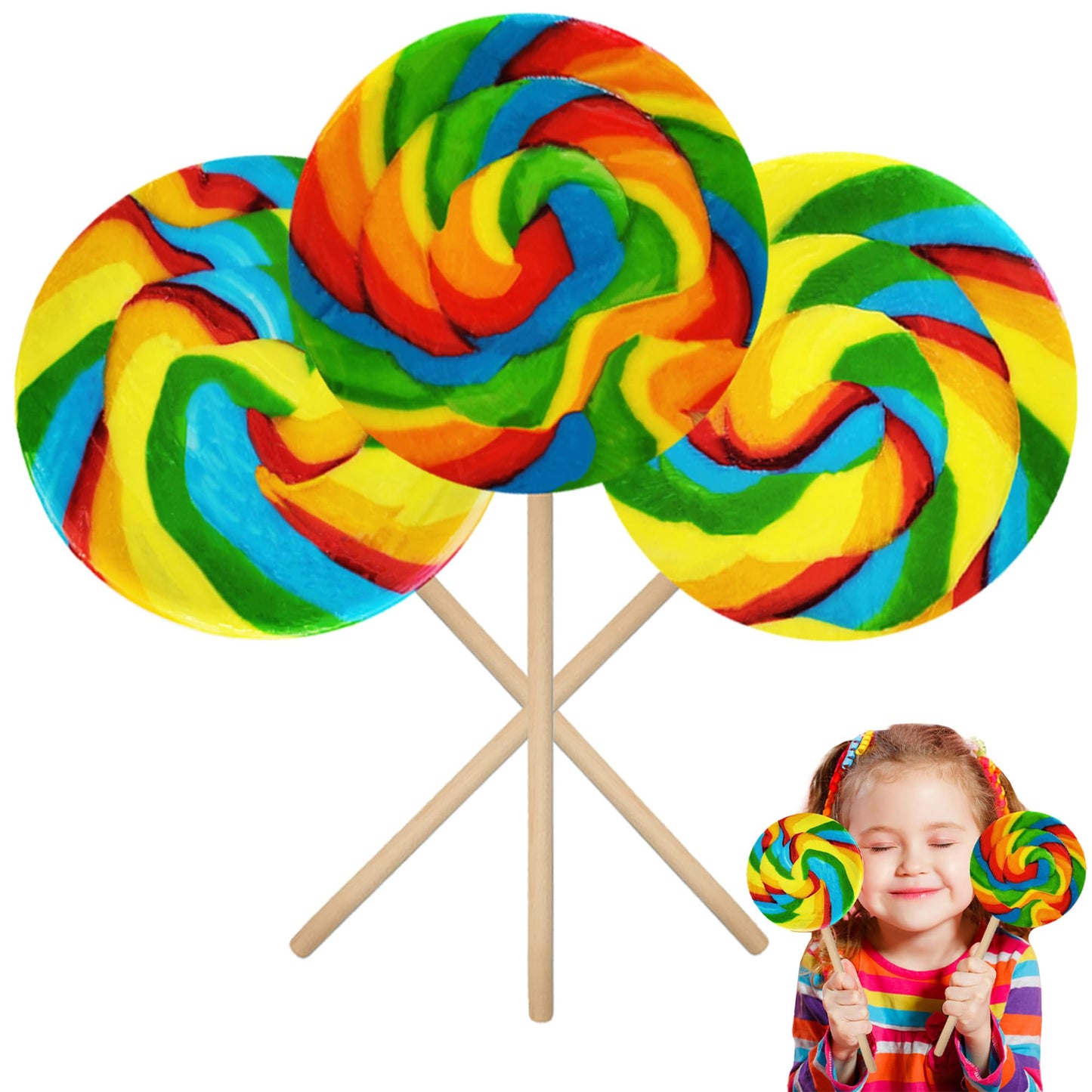 Fruidles Jumbo Rainbow Swirl Lollipop  110 Gram  4 Inch Individually Wrapped Sucker (Pack Of 6)
