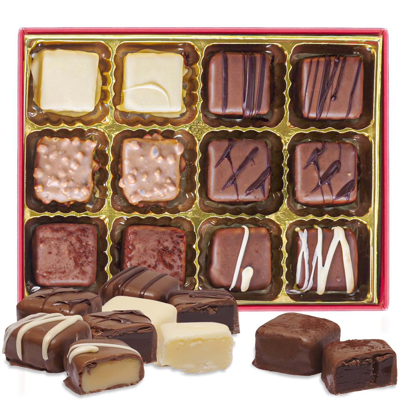 Luxury Milk Chocolate Truffles Gift Box – 12 Piece Assorted Belgian-Style Holiday Chocolates – Gourmet Candy For Christmas Gifts, Stocking Stuffers, Birthdays, Anniversaries & Dessert Platters