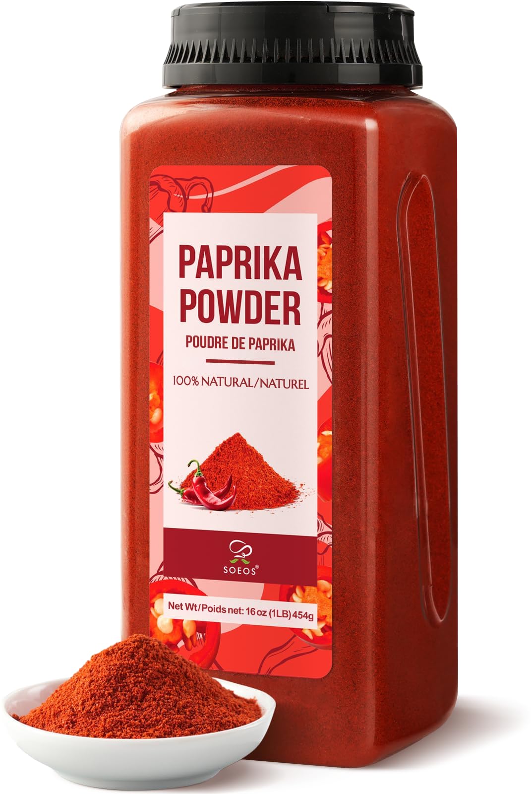 Soeos Paprika Powder  16 oz (Pack of 1)  Sweet Paprika Seasoning for Marinade  Cooking  Grilling  Dipping  Perfect for Chicken  Pork  Beef and Vegetables
