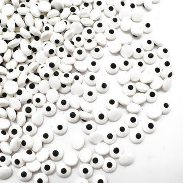 Spooky Eye Toppers - 4 oz Resealable Stand Up Candy Bag - Edible Baking Decorations - Funny White Googly Eyes for Cupcakes, Cake