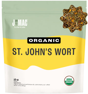 J Mac Botanicals, Organic St John's Wort (16 oz) Hypericum perforatum Loose Leaf Herbal Tea