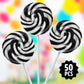 Black and White Swirl Lollipops 50pcs Pack of Suckers Individually Wrapped  Ideal Candy Lollipops for Kids Parties  Gift Bags and Celebration Decorations  Tasty Lollipop Candy that Everyone Will Love