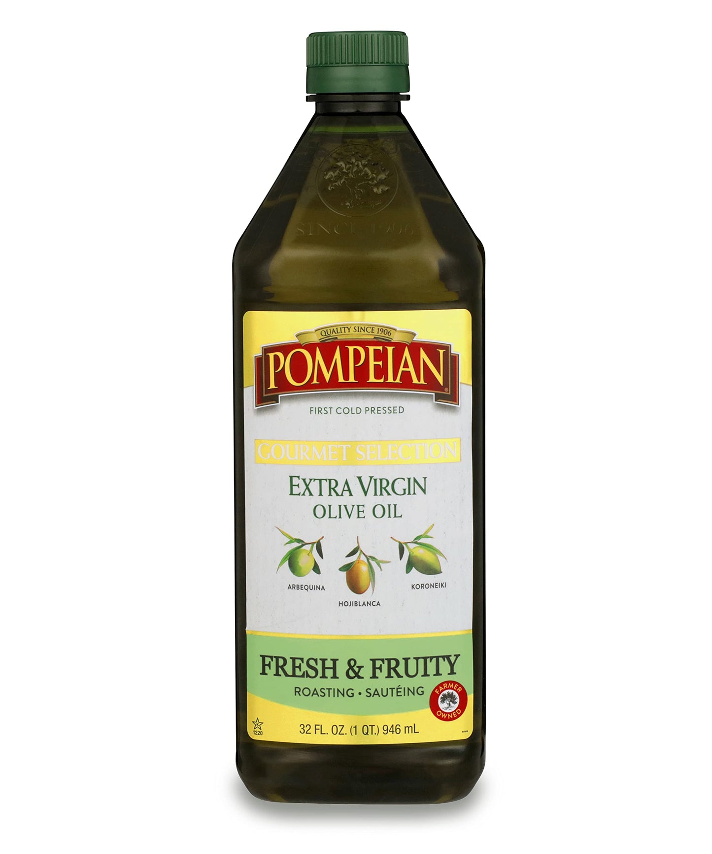 Pompeian Extra Virgin Olive Oil, First Cold Pressed, Fresh & Fruity, 32 FL. OZ, Model JTIE-90