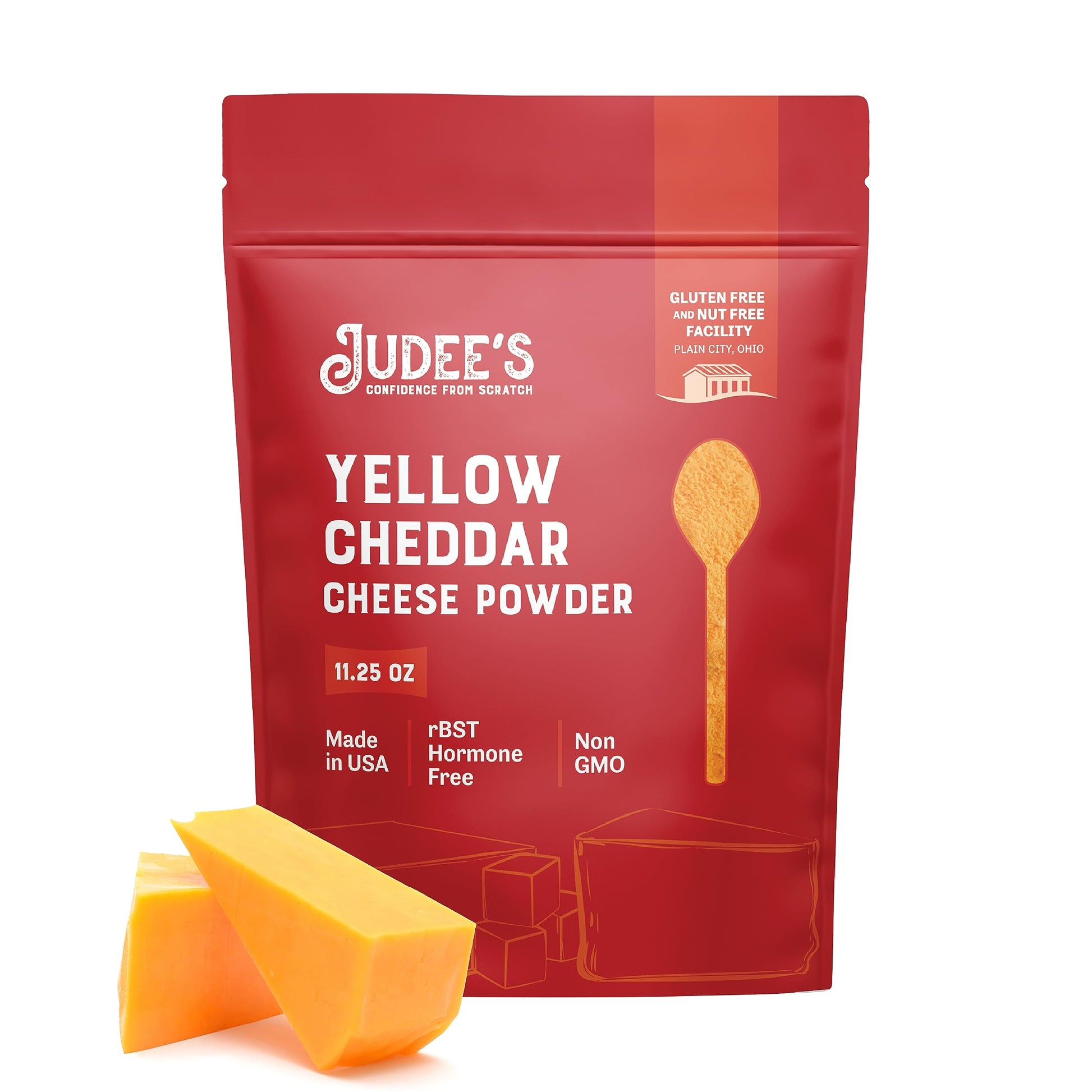 Judees Yellow Cheddar Cheese Powder 319G (11.25Oz) - 100% Non-Gmo, Rbst Hormone-Free, Gluten-Free & Nut-Free - Made From Real Ch