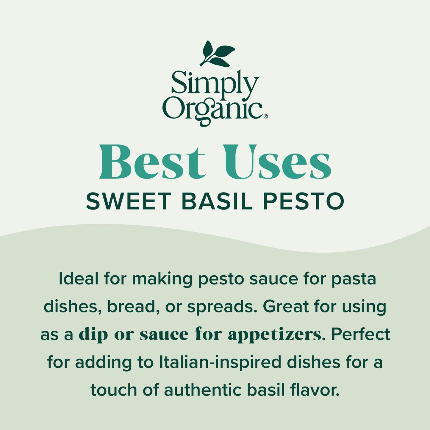 Simply Organic Sweet Basil Pesto Seasoning Mix, 0.53 Ounce - 12 Per Case.
