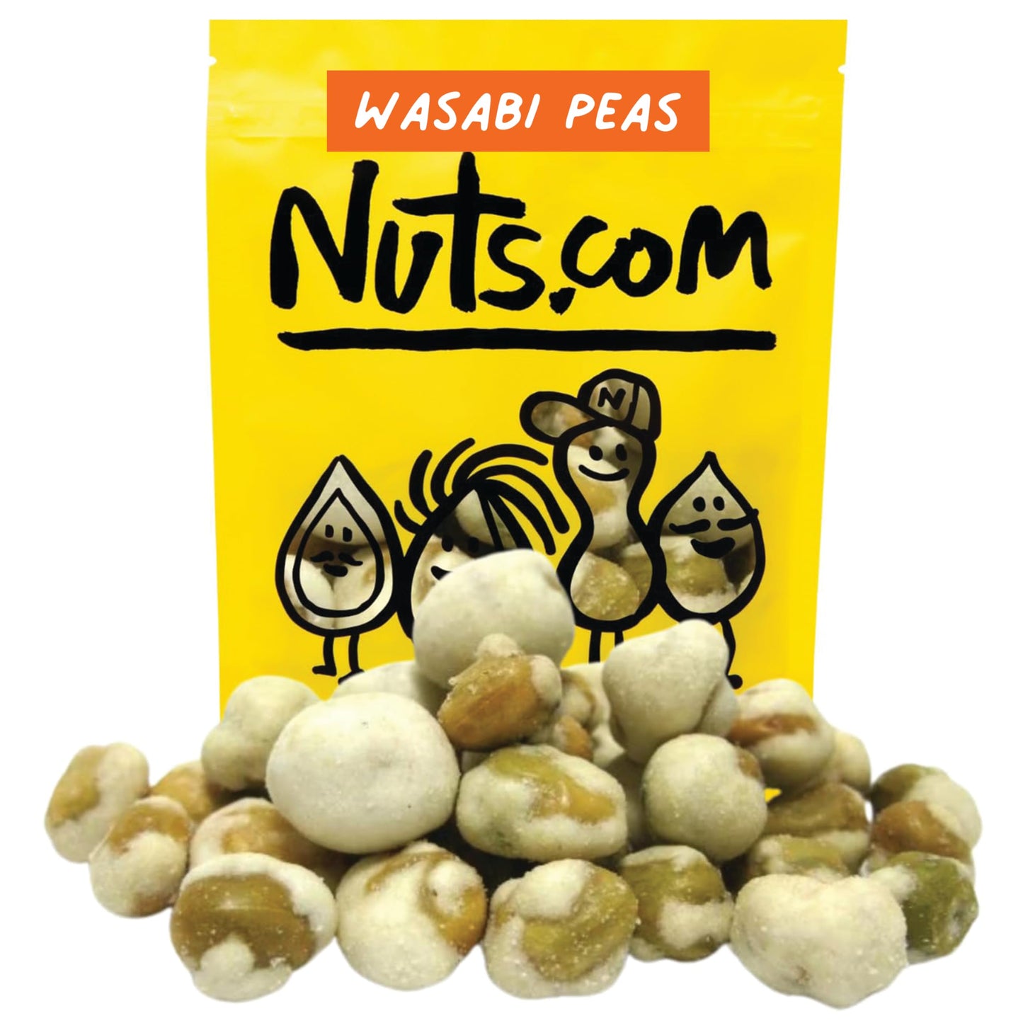 Nuts.Com Natural Color Hot Wasabi Peas - Sweet And Spicy Wasabi Coated Green Peas - Healthy & Delicious Japanese Snacks W/No Artificial Dyes - Crunchy Pea Snack Packed In A Resealable Bag (1 Lb)