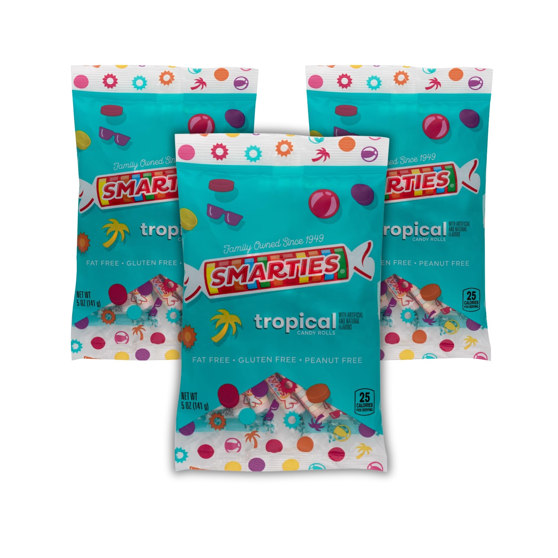 Smarties Candy Rolls Gluten Free & Vegan Tropical Flavor Treats | Peanut Free Plant Derived Ingredients Allergen Free & Deliciou