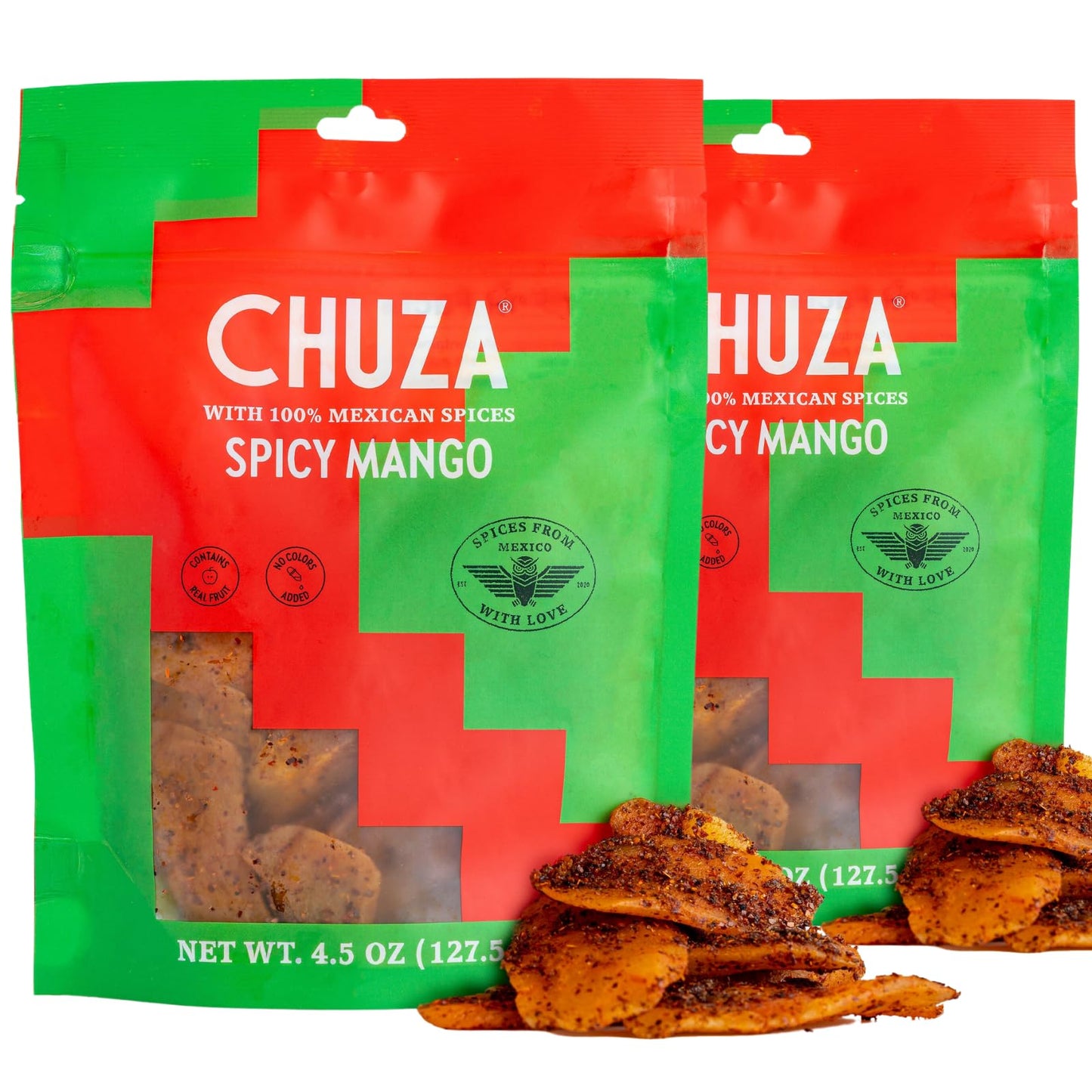 CHUZA Spicy Dried Mango Slices, Mexican Snacks Chili Mango Dried Fruit, Spicy Mexican Candy for Adults and Children, Natural Dri