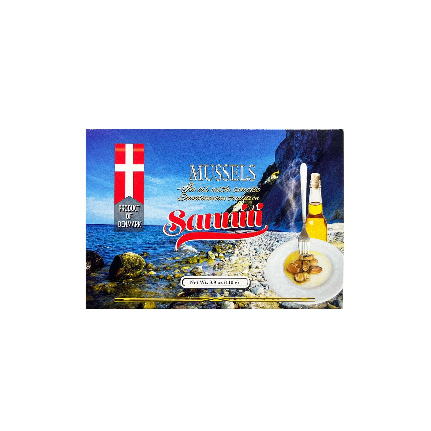 Sanniti Smoked Mussels in Oil, 3.9 oz, Scandinavian Tradition, Pack of 3, Product of Denmark