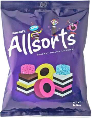 Gustaf's Allsorts Gourmet English Licorice - Natural Color & Flavors - 6.3 Oz Bag (Pack of 3)