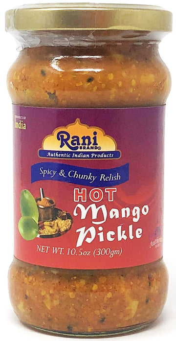 Rani Mango Pickle HOT (Achar, Spicy Indian Relish) 10.5oz (300g) Glass Jar ~ Vegan | Gluten Free | NON-GMO | No Colors | Popular