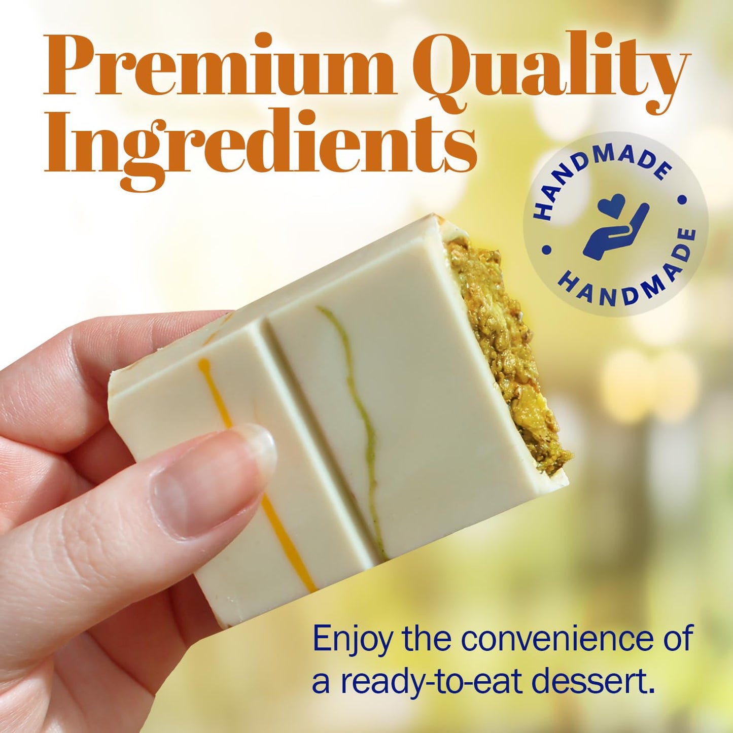 Ceres Gourmet Dubai Chocolate Bar Pistachio 3.5 Oz With White Chocolate Knafeh, Perfectly Portioned Packaging Dubai Chocolate, P