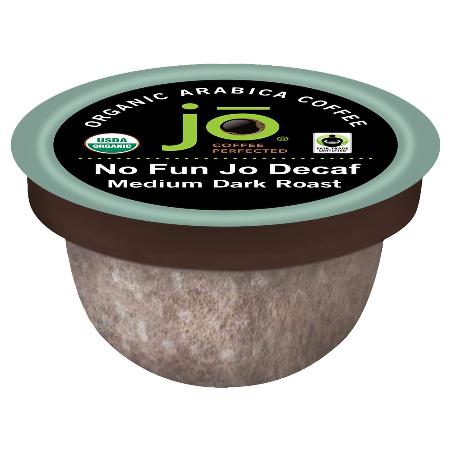 No Fun Jo Decaf: 72 Organic Compostable Pods for Keurig K-Cup Compatible malt-inspired  Swiss Water Process Single Serve Coffee Medium/Dark Roast Fair Trade