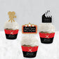 Big Dot of Happiness Cupcake Decorations Kit - Movie Night - Set of 24 - Red, Black, Gold, White - Small - Model BD5651tpk