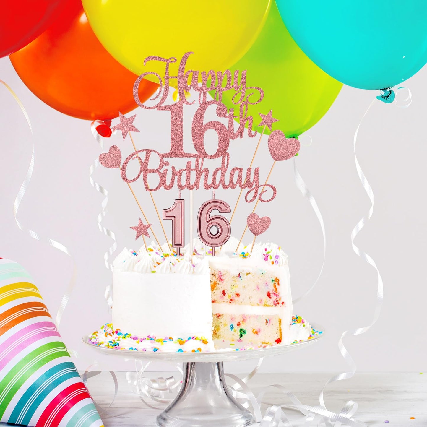 16Th Birthday Cake Decorations Set Include 16Th Birthday Candles Numeral 16 Cake Candles And Happy 16Th Birthday Cake Toppers Wi