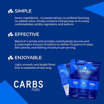 Carbs Fuel Sport Drink Powder - Original Flavor, 2 Pack, 1,000g Total, 75g Carbs, 300 Calories Per Serving