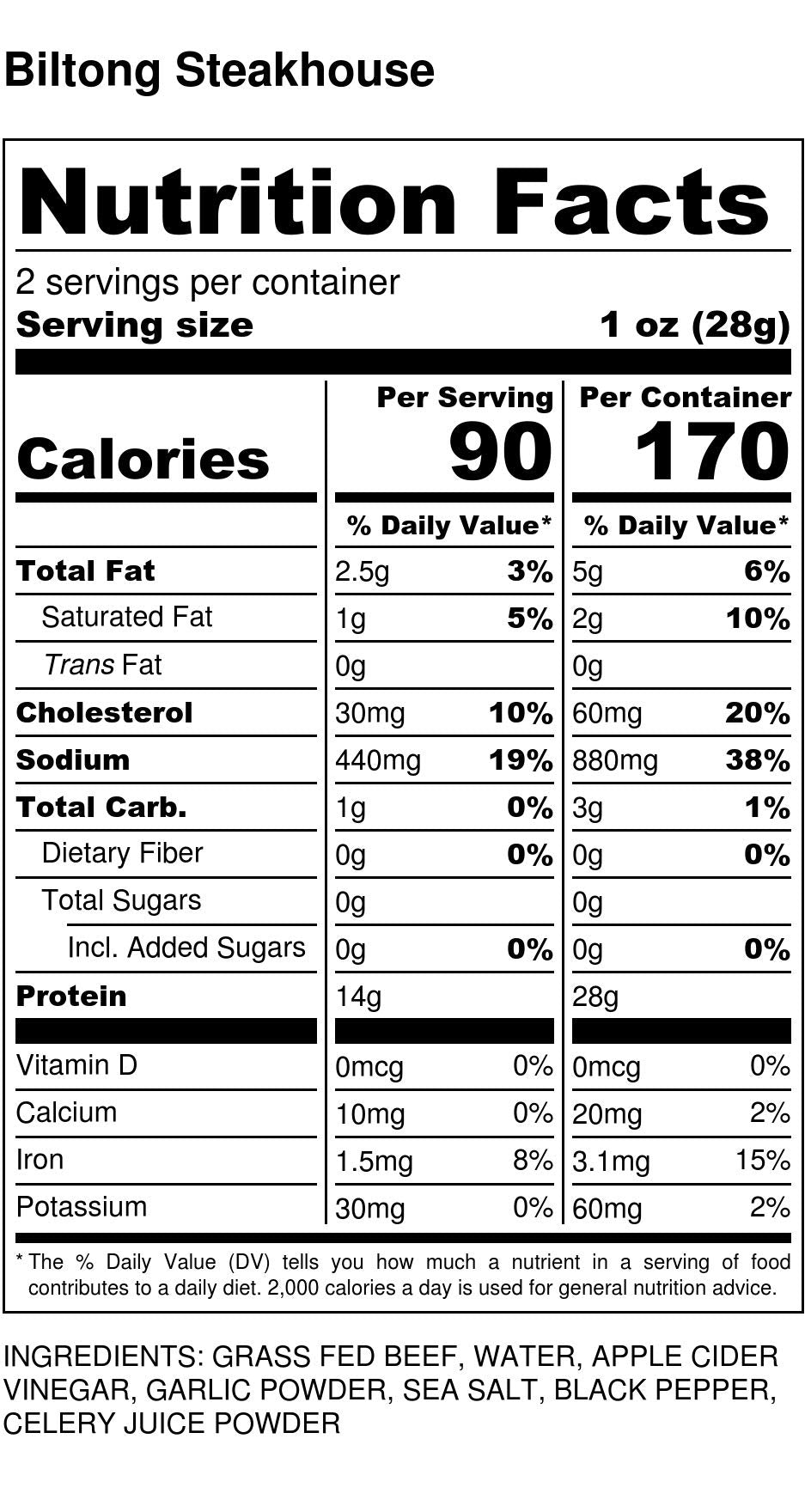 Brooklyn Biltong Air Dried Beef Snack, Whole30, Paleo, Keto, Gluten Free, 2 oz, Made in USA
