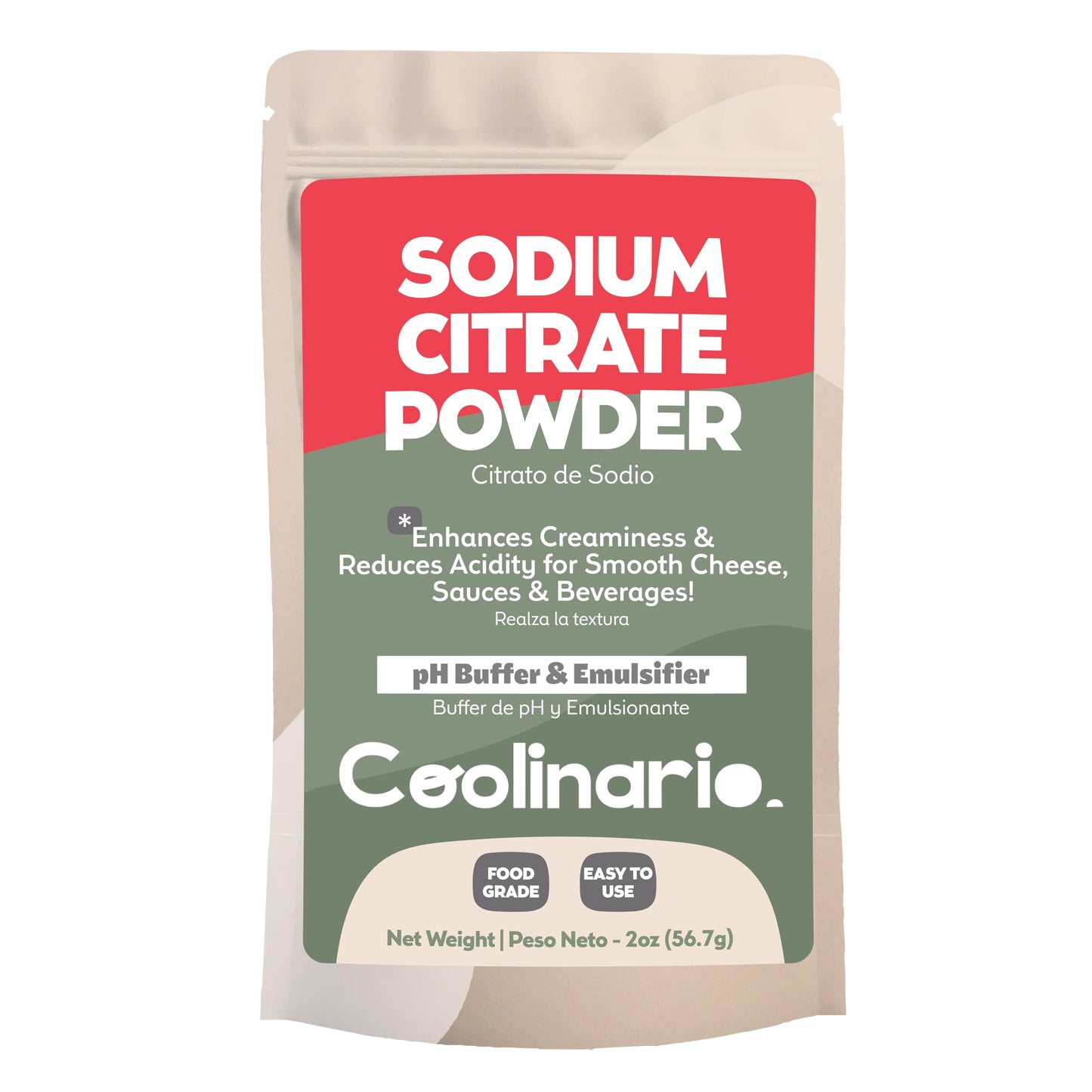Coolinario Sodium Citrate Powder (2 Oz) pH Buffer & Emulsifier for Smooth Cheese, Sauces & Beverages | Enhances Creaminess & Red