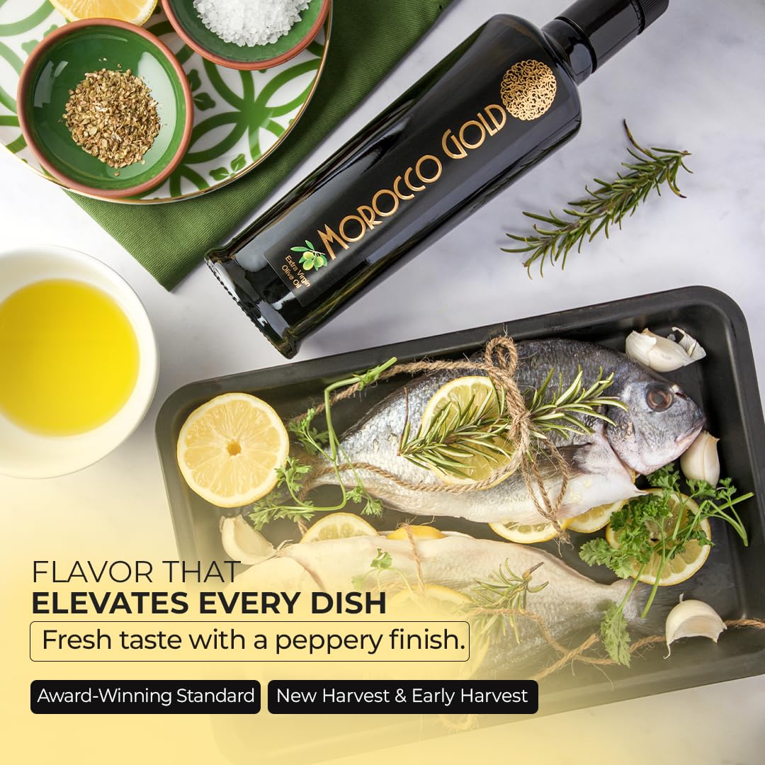 Morocco Gold New Harvest Extra Virgin Olive Oil Early Harvest - Cold Pressed - Polyphenol Rich 652mg/kg EVOO Fresh Harvest Pure