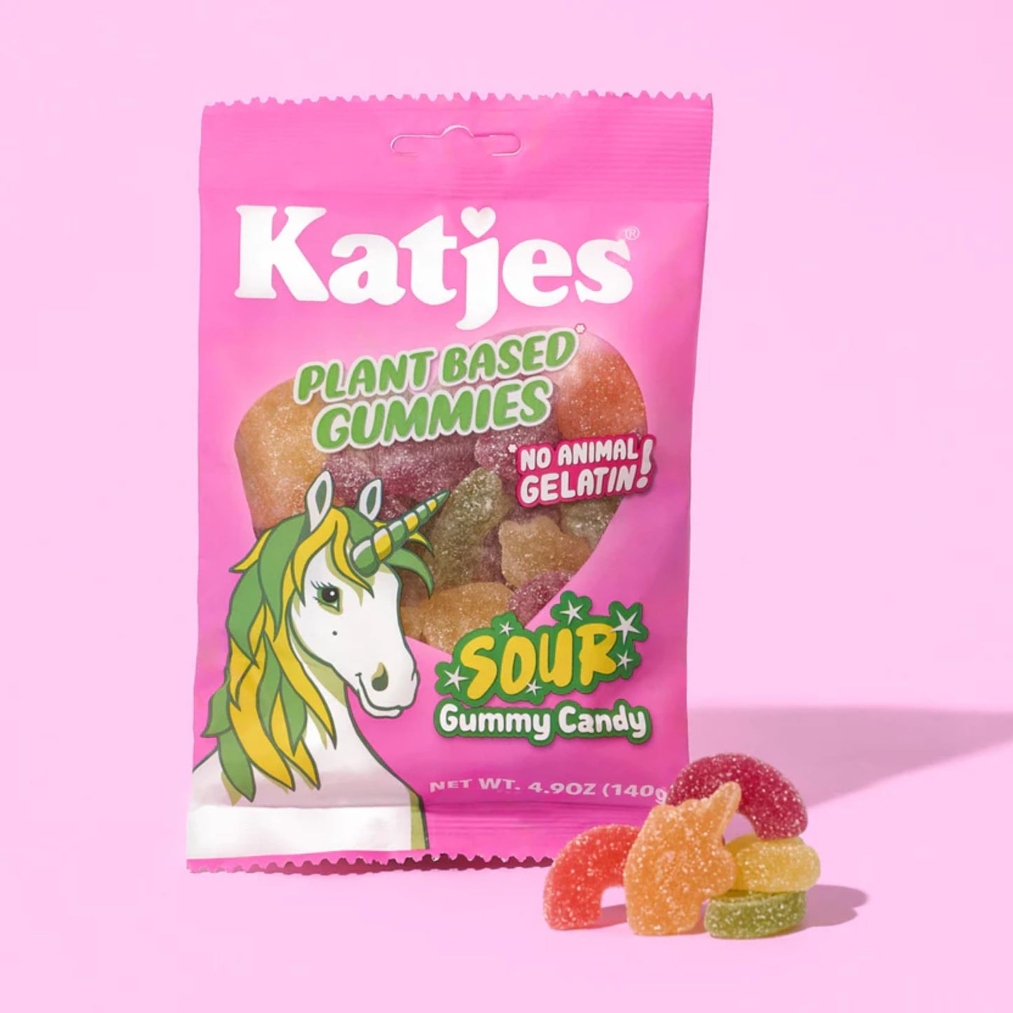 Katjes Plant Based Sour Gummy Candy - Passion Fruit, Orange, Lime, Raspberry & Black Currant Flavored Sour Gummies - Palm Oil Fr