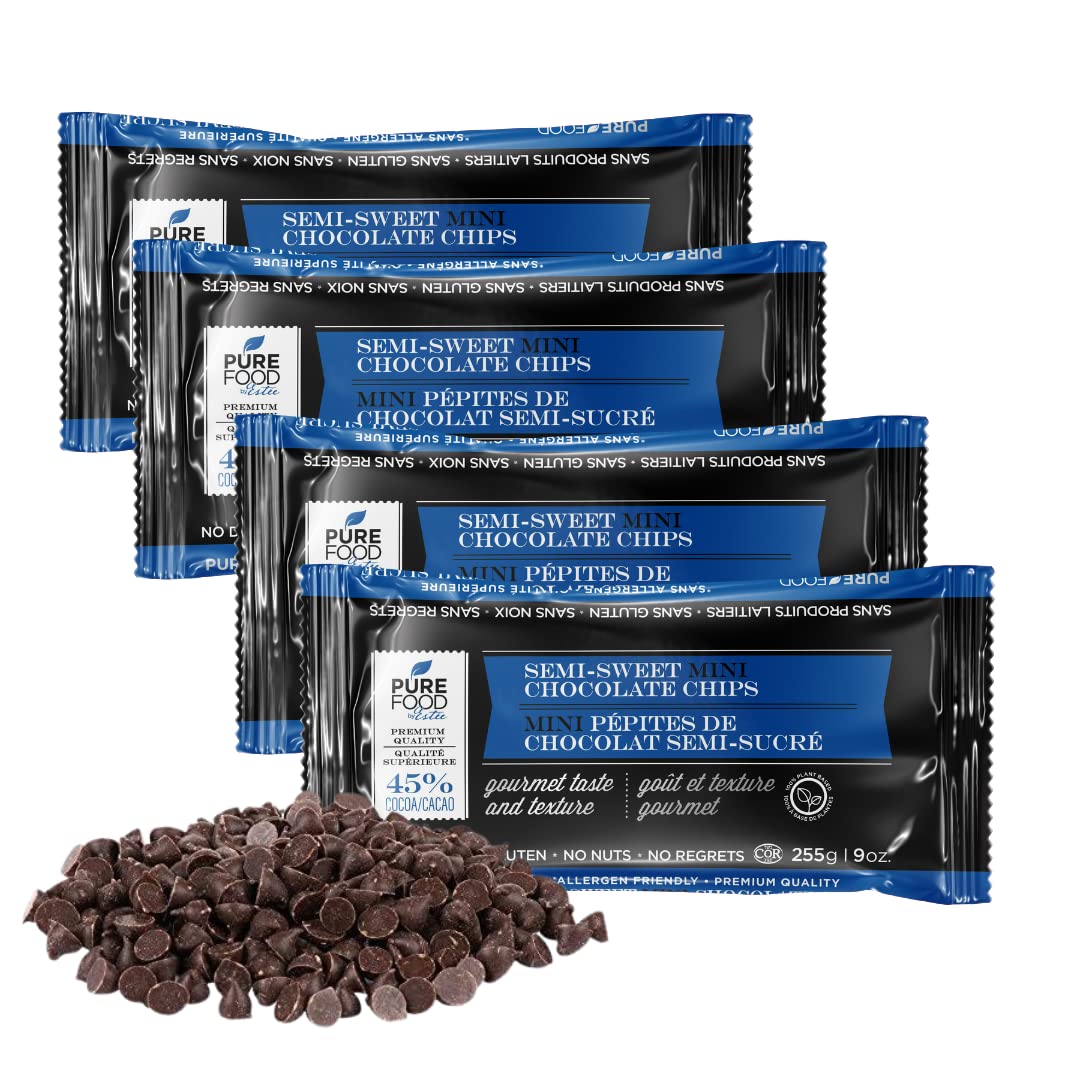 Dairy Free Vegan Mini Chocolate Chips, 9oz (4 Pack) | All Natural | Certified Kosher | Gluten-Free, Dairy-Free, Nut-Free | Allergen Friendly Baking Chocolate