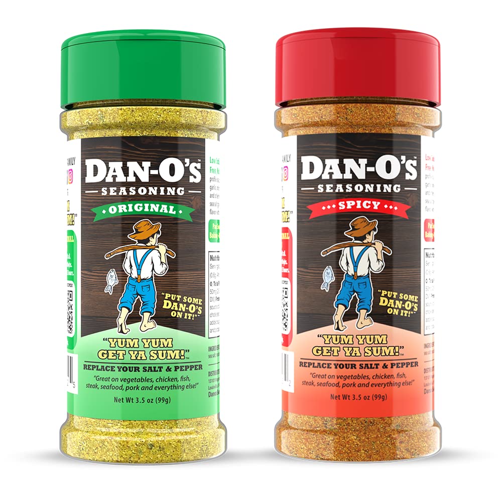 Dan-Os Seasoning Small 2 Bottle Combo | Original & Spicy | 2 Pack (3.5 Oz)