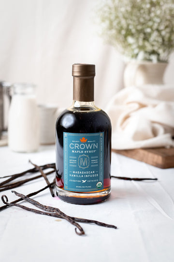 Crown Maple Madagascar Vanilla Infused Organic Maple Syrup, 25 Fl Oz, 6-Pack, Real Vanilla Bean, Pancakes, Baking, Cocktails & B