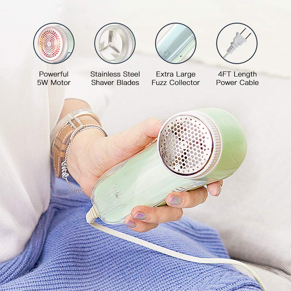 Allisable Fabric Shaver - Lint Remover for Fuzz Balls, Honeydew Mint Green, 1 Count, AC120V Plug & Play