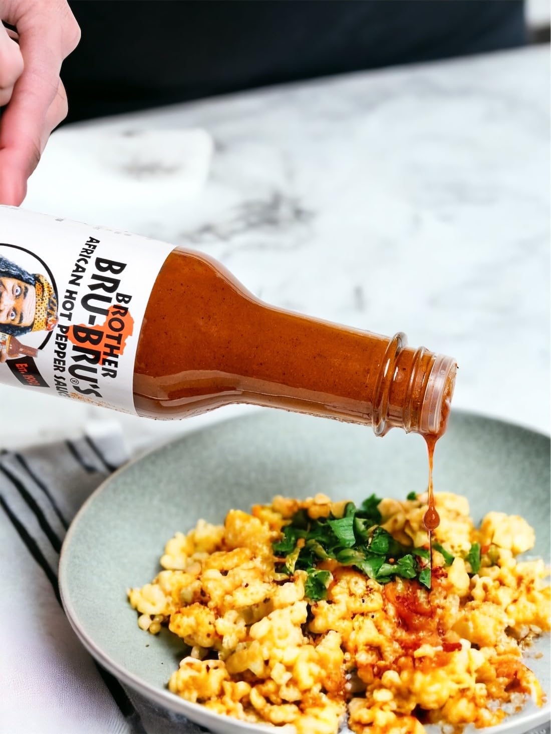 Brother Bru-Brus African Hot Sauce - No Sodium, Salt Free, Sugar Free, Gluten Free, Vegan - Habanero, Seasoning & Spice - 5 oz (