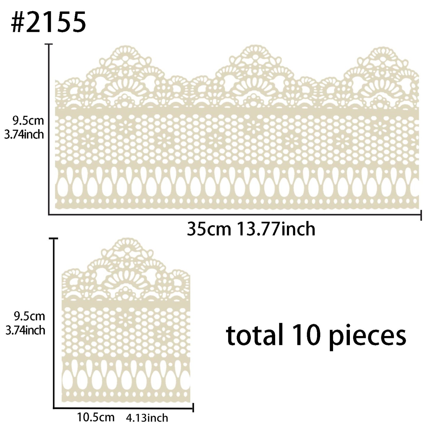 FUNSHOWCASE Edible Cake Lace Lattice Set, Small Daisy, 14-inch, Ivory White, 10-piece, Model 2155