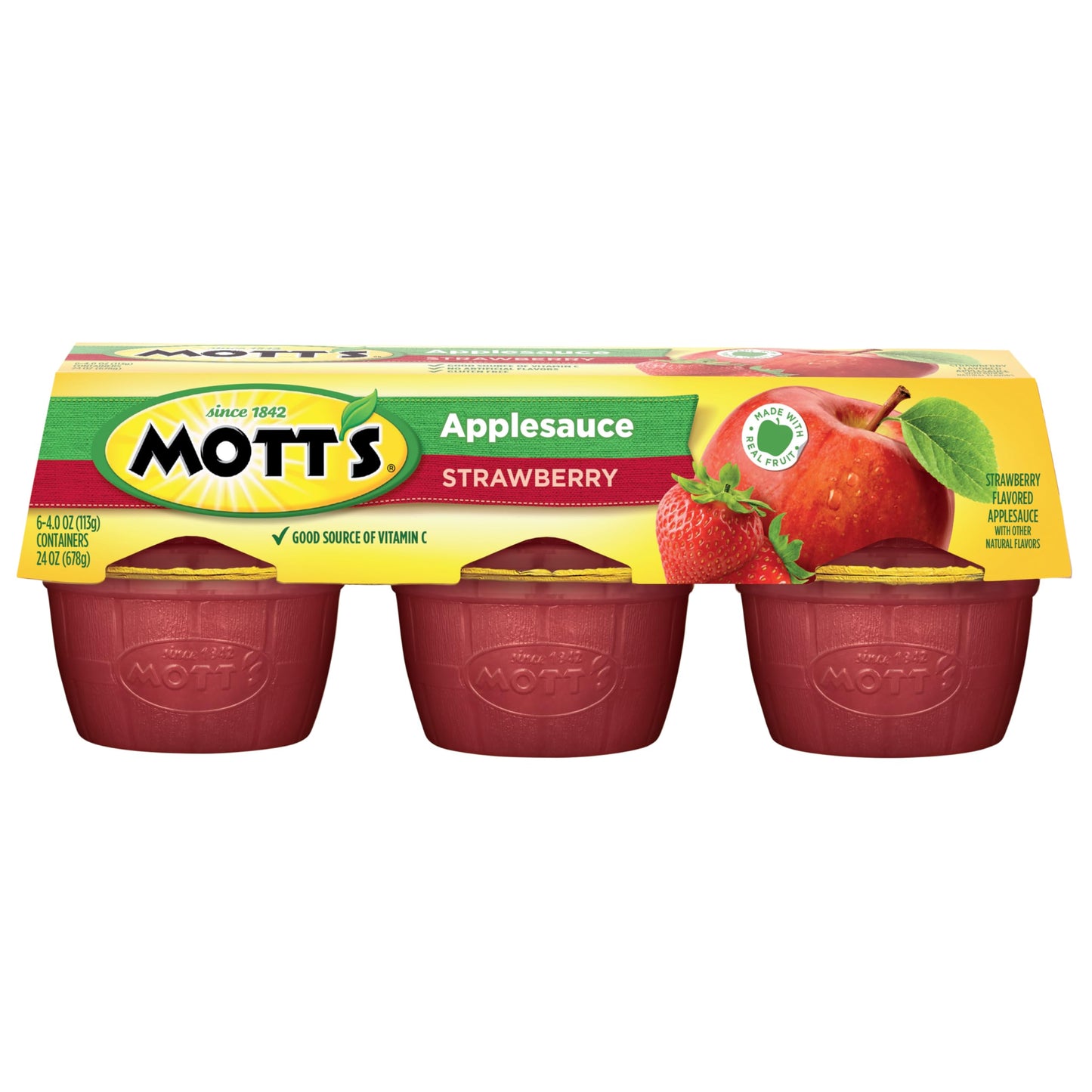 Motts Strawberry Applesauce, 4 oz cups, 6 count