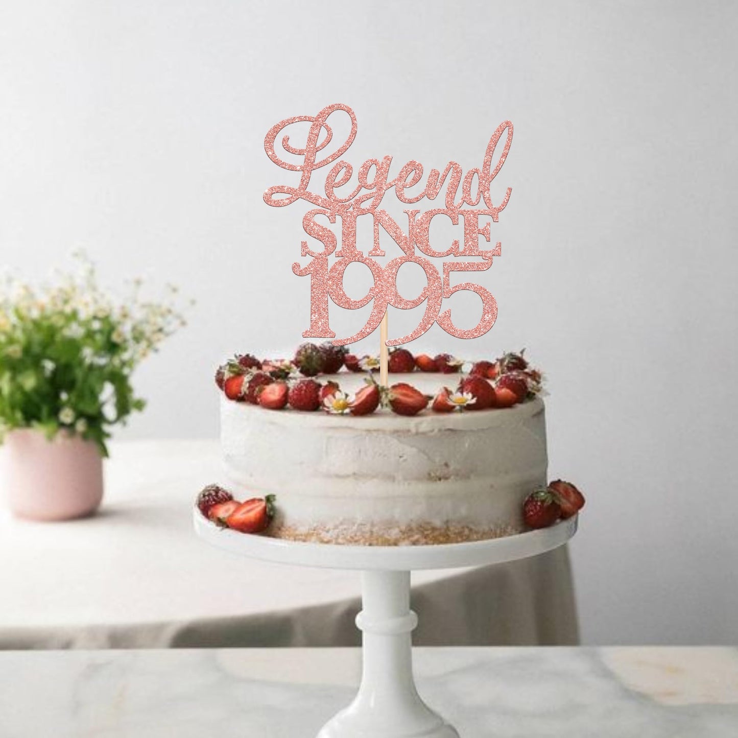 Rssta i Glitter Cake Topper, Legend Since 1995, Rose Gold, Model XM310, Perfect for 30th Birthday and Wedding Anniversary Celebrations
